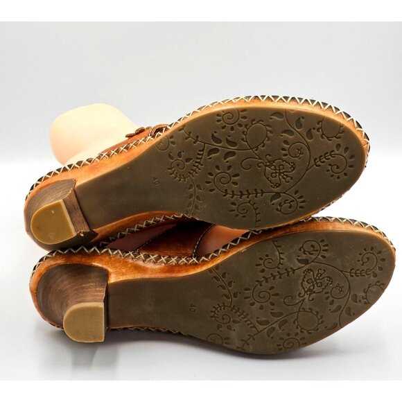 NWOB Spring Step Women's Brown Leather Kitten Heel Open-Toe Sandals Sz 9.5 2398 - Picture 7 of 16